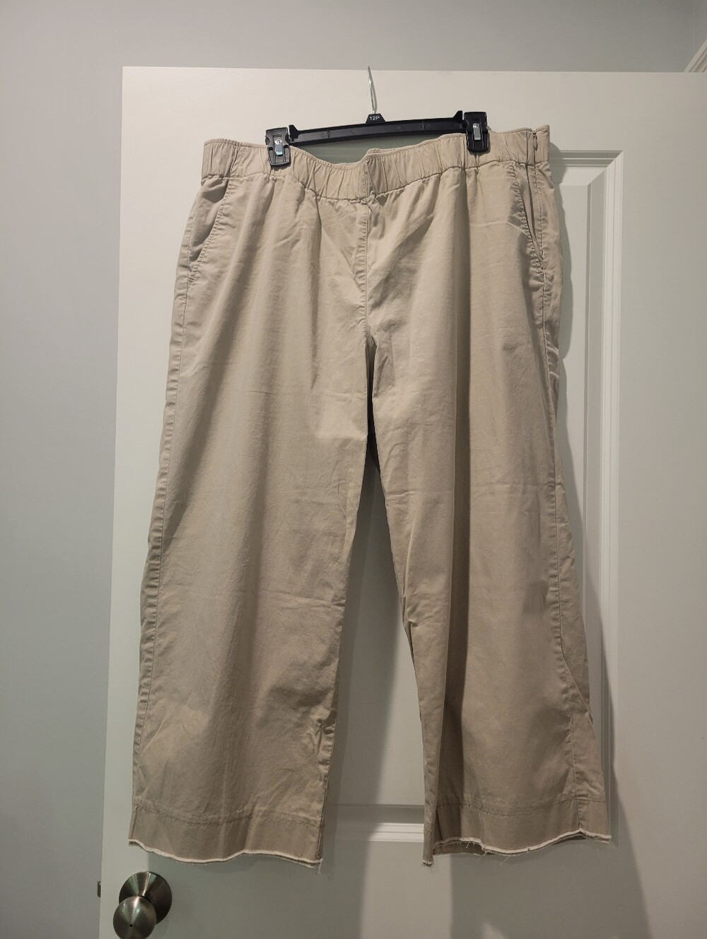 Eileen Fisher Cropped Wide- Leg Elastic-Waist Khaki Pants
